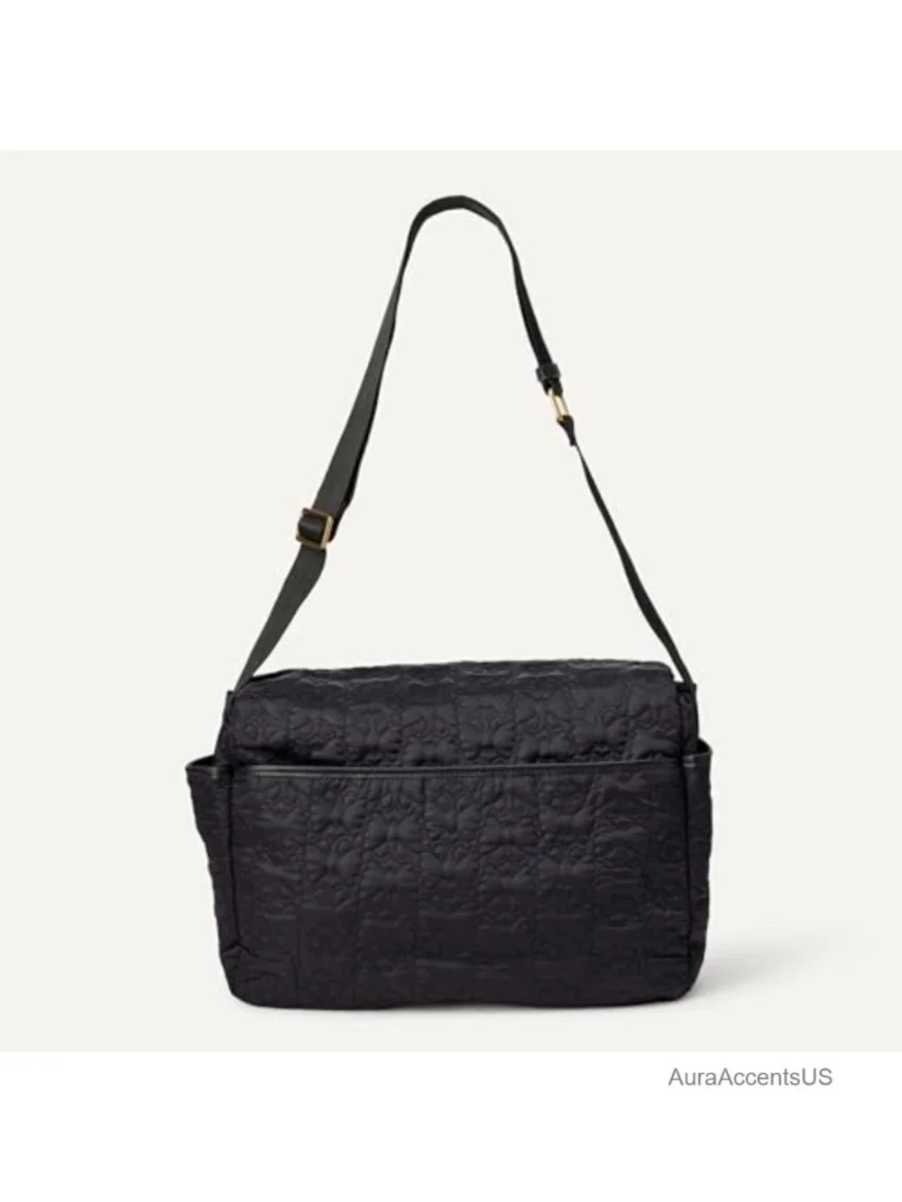 Quilted Nylon Diaper Tote Bag with Multiple Pockets, Zip-top Closure with Flap,